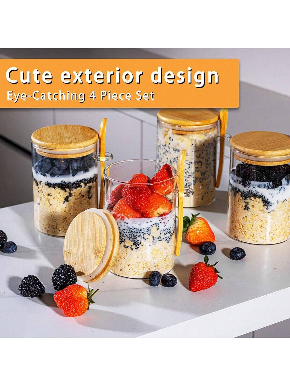 4er-Pack Overnight-Oats-Gläser – Meal Prep Overnight Oats Bewertung und Preis
